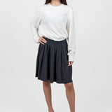 Fustă damă gri plisată cu talie elastică