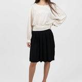 Fustă damă negru plisată cu talie elastică