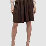 Fustă damă maro plisată cu talie elastică