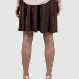 Fustă damă maro plisată cu talie elastică