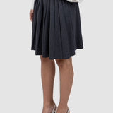 Fustă damă gri plisată cu talie elastică