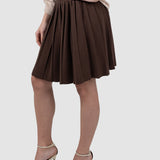 Fustă damă maro plisată cu talie elastică