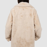 Palton damă crem din blană sintetică