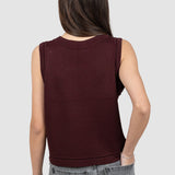 Bluză damă fără mâneci din tricot fin cu tiv drept bordo