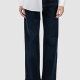 Pantaloni denim damă evazați din denim albastru stretch