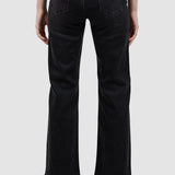 Pantaloni denim damă evazați din denim negru stretch