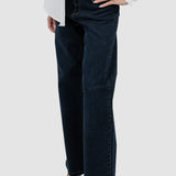 Pantaloni denim damă evazați din denim albastru stretch