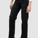 Pantaloni denim damă evazați din denim negru stretch