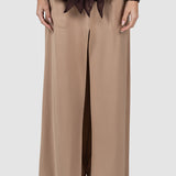 Pantaloni damă largi bej cu talie înaltă