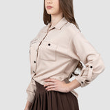 Cămașă damă crem cu broderie