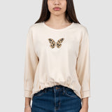 Bluză damă piersică cu aplicație fluture leopard