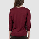 Bluză damă bordo cu aplicație fluture decorativ