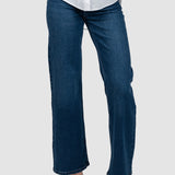 Pantaloni denim damă evazați din denim albastru stretch