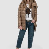 Geacă femei matlasată caramel