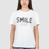 Tricou femei bumbac elastic cu imprimeu, alb negru