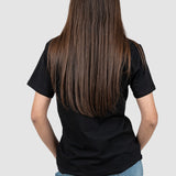 Tricou femei bumbac elastic cu imprimeu SMILE, negru