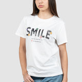 Tricou femei bumbac elastic cu imprimeu, alb negru