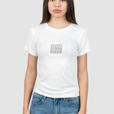 Tricou femei din bumbac elastic perforat, logo frontal, alb
