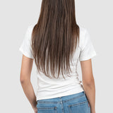 Tricou femei din bumbac elastic perforat, logo frontal, alb