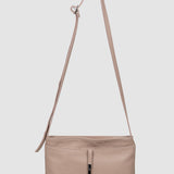 Geantă crossbody damă din piele naturală roz pudră