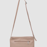 Geantă crossbody damă din piele naturală roz pudră