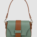 Geantă shoulder bag damă din piele naturală olive/maro