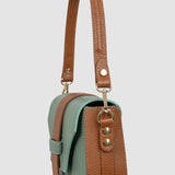 Geantă shoulder bag damă din piele naturală olive/maro