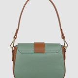 Geantă shoulder bag damă din piele naturală olive/maro