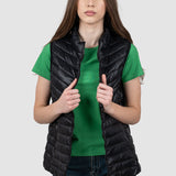 Vestă damă matlasată neagră cu guler înalt