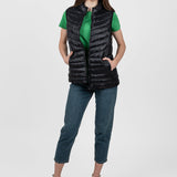 Vestă damă matlasată neagră cu guler înalt