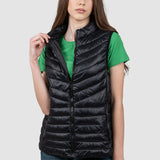 Vestă damă matlasată neagră cu guler înalt