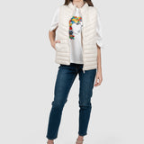 Vestă damă matlasată crem cu guler înalt