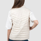 Vestă damă matlasată crem cu guler înalt