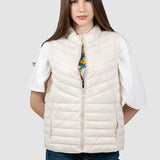 Vestă damă matlasată crem cu guler înalt