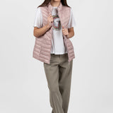 Vestă damă matlasată roz pudră cu fermoar