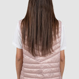 Vestă damă matlasată roz pudră cu fermoar