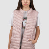 Vestă damă matlasată roz pudră cu fermoar