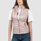Vestă damă matlasată cu fermoar roz pudră