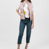 Vestă damă matlasată cu fermoar roz pudră