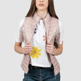 Vestă damă matlasată cu fermoar roz pudră