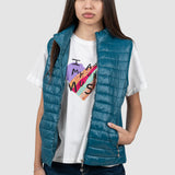 Vestă damă matlasată cu fermoar turcoaz