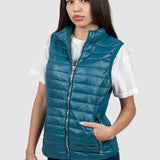 Vestă damă matlasată cu fermoar turcoaz