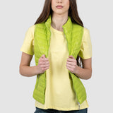 Vestă damă matlasată cu fermoar verde deschis