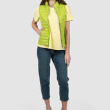 Vestă damă matlasată cu fermoar verde deschis