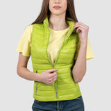 Vestă damă matlasată cu fermoar verde deschis