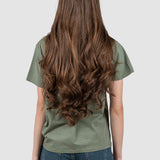 Tricou femei din bumbac elastic, galben/kaki