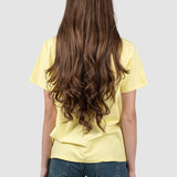 Tricou femei din bumbac elastic, galben/kaki