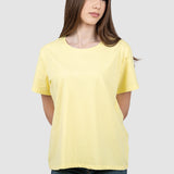 Tricou femei din bumbac elastic, galben/kaki