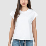 Tricou femei bumbac cu mâneci scurte tip kimono, alb