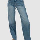 Pantaloni damă evazați din bumbac elastic albaștri